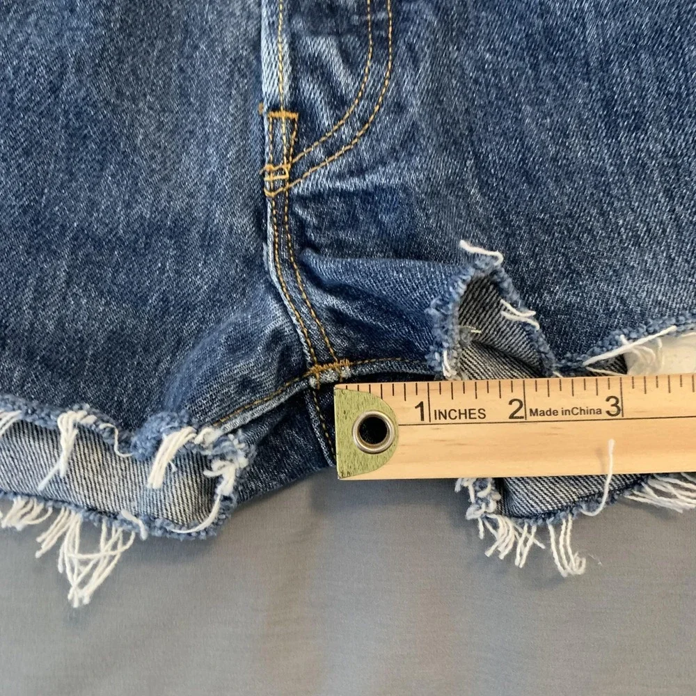Levi's 501 Shorts Mens 31 Blue Denim Cutoff Frayed Button Fly‎ High Rise Cheeky